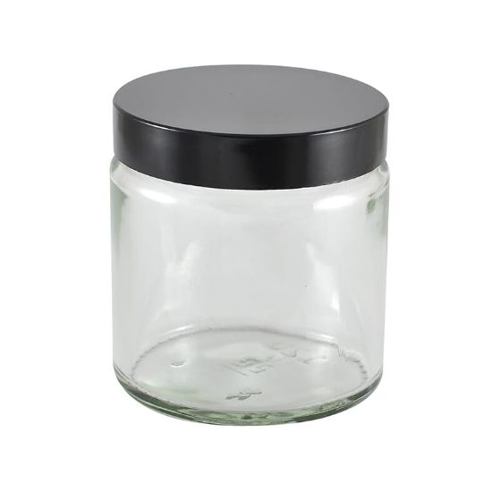 Bilde av Stor glasskrukke med sort lokk - 120 ml