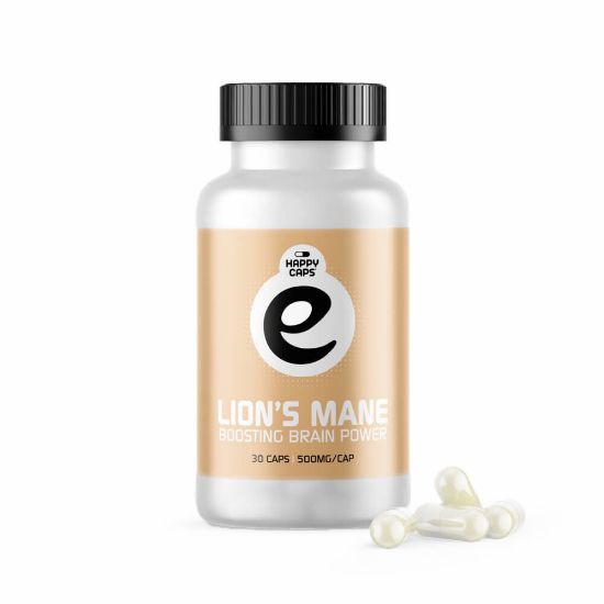 Bilde av Happy Caps Lion’s Mane Mushroom Superfood 500mg (30 capsules)