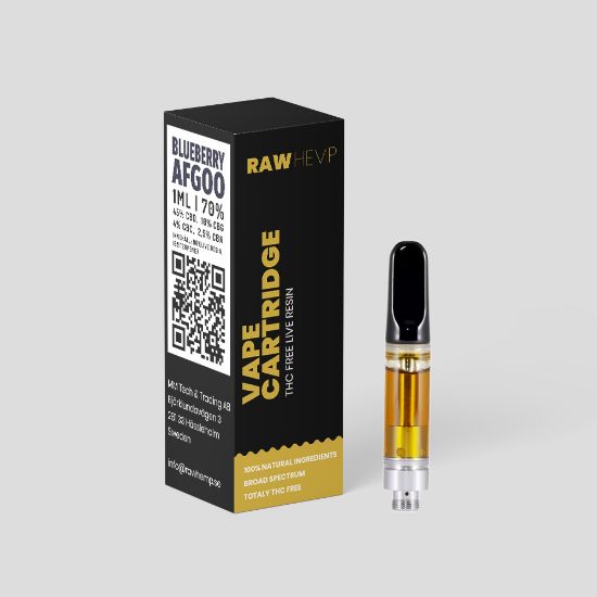 Bilde av Raw Hemp -  Blueberry Afgoo 1ml 70% Cannabinoider cartridge 
