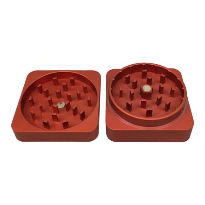 Bilde av Best Buds Flat Square Aluminium Grinder 2 Parts (50mm) - Rust