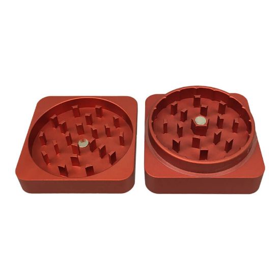 Bilde av Best Buds Flat Square Aluminium Grinder 2 Parts (50mm) - Rust