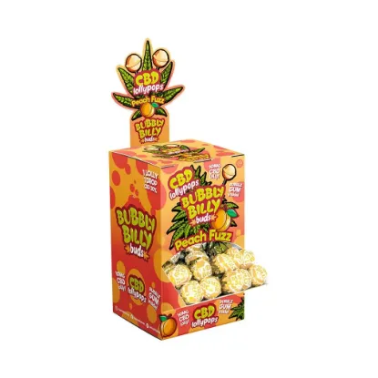 Bilde av Bubbly Billy Buds Lollipops 10mg CBD - Peach Fuzz