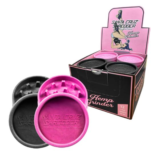 Bilde av Santa Cruz Biodegradable Hemp Grinder Pink/Black 2 Parts – 55mm